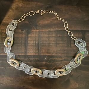 Chic Gold and Clear Chain Necklace
  19” in length